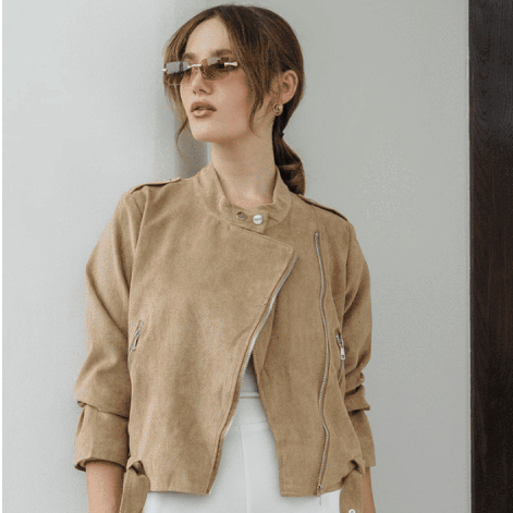 Georgios Women | Celine Suide Jacket | Jaket Suide Wanita Kekinian Olive