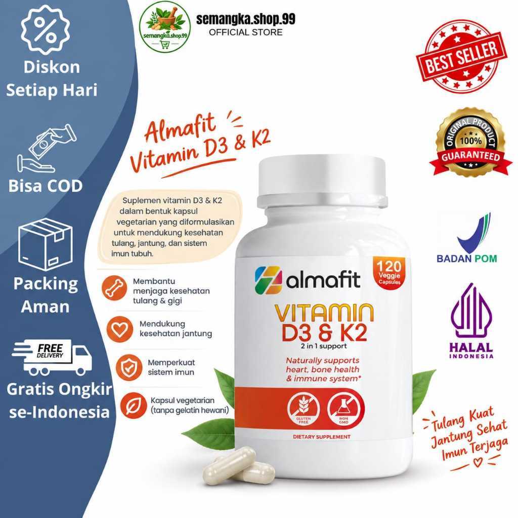 (COD) ALMAFIT SUPLEMEN HERBAL VITAMIN D3&K2 120 CAPSULE - ORIGINAL