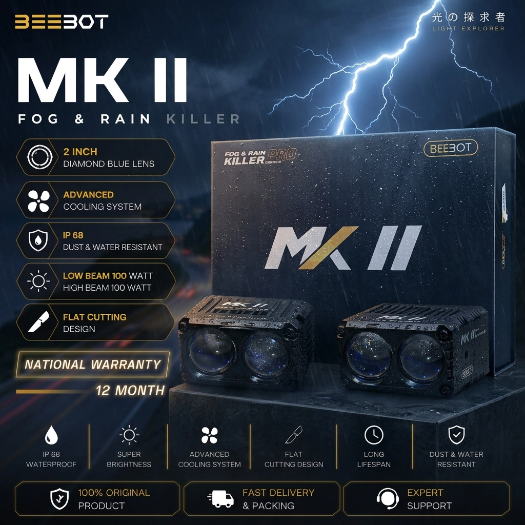 Lampu Mini Laser Biled 2 Mata BEEBOT MK II Hi-Low 100w IP68 Waterproof