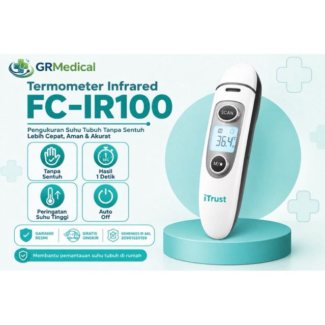 iTrust FC-IR100 Termometer Digital Alat Ukur Suhu Badan Telinga Bayi Anak Dewasa Akurat Cepat Thermo
