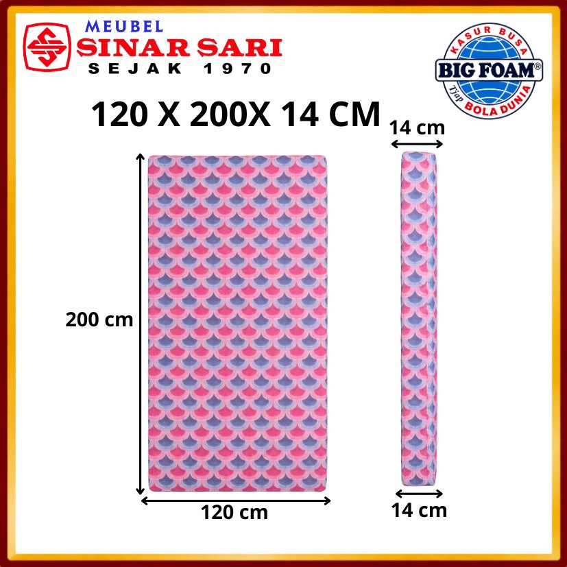 Kasur Busa Full Big Foam STANDAR 120x200x14cm Untuk Anak Kost Kamar Tidur