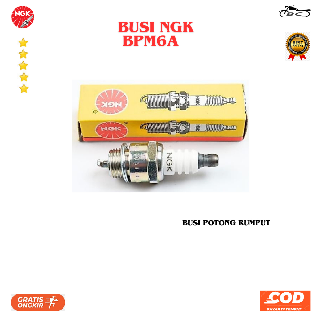 Busi Mesin Potong Rumput NGK BPM6A / Busi Original NGK BPM6A