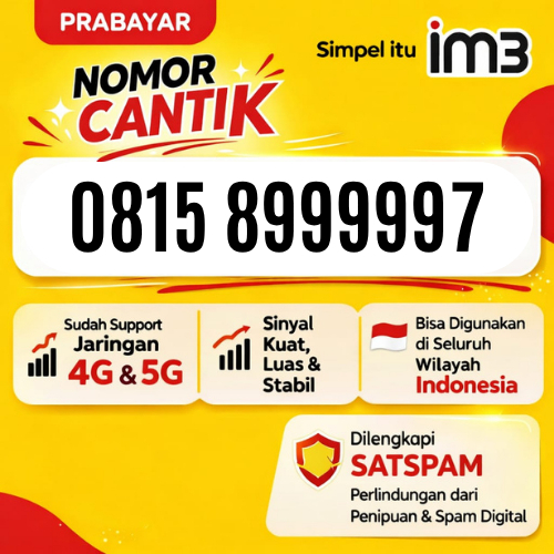 Nomor Cantik Im3 Indosat Ooredoo Jaringan 4G/5G Prabayar Tripel Kwartet Panca Hexa Ekor 9999 8888 55