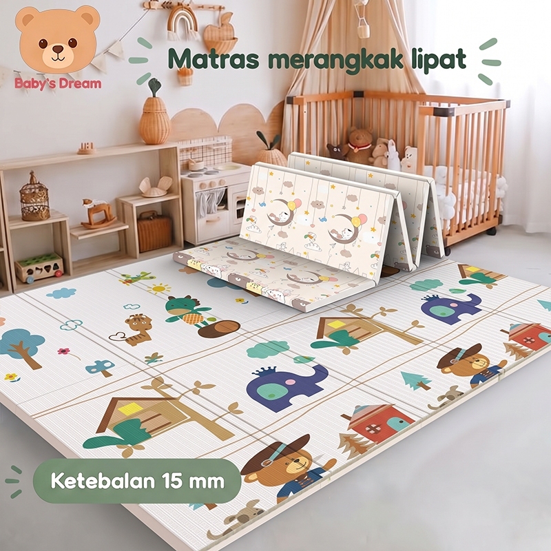 Baby's Dream Matras Merangkak Bayi Lipat XPE Tebal 200x90 cm Bebas Formalin Tidak Berbau 8/10/15mm