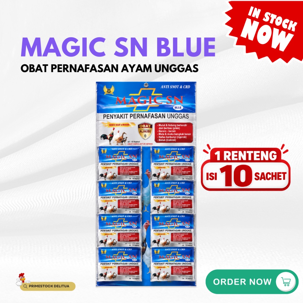 MAGIC SN BLUE 10 Sachet 100 Kapsul Enrofloxacin 25mg Obat Pernafasan Ayam Unggas CRD Coryza