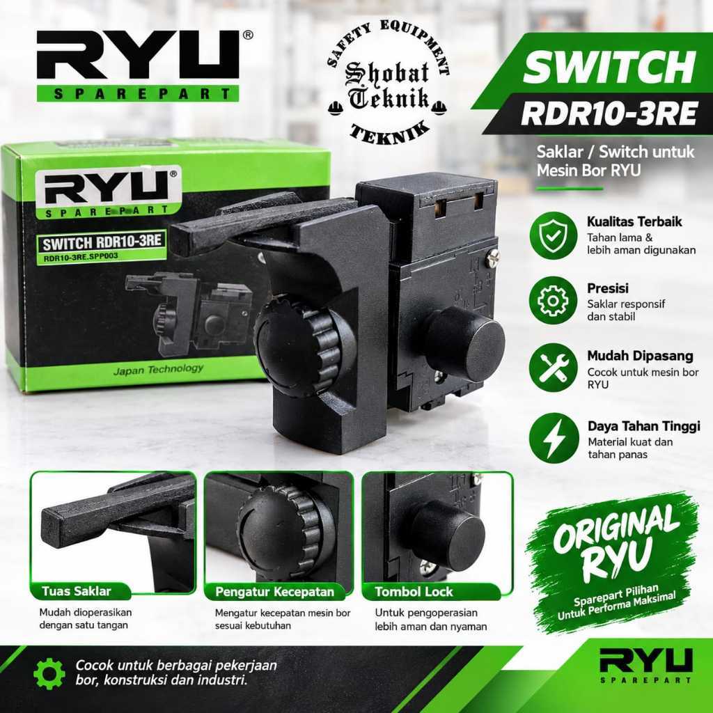 Switch Saklar Skakel Mesin Bor 10mm / 13mm Ryu Bolak Balik