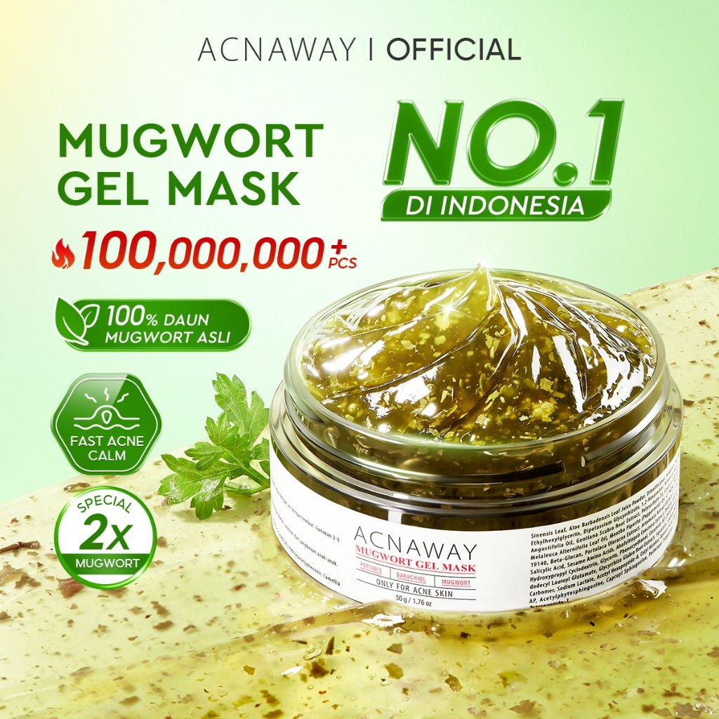 ACNAWAY Advanced Mugwort Gel Mask 50gr – Face Mask GelMasker Wajah untuk Kulit Berjerawat | Mencerah