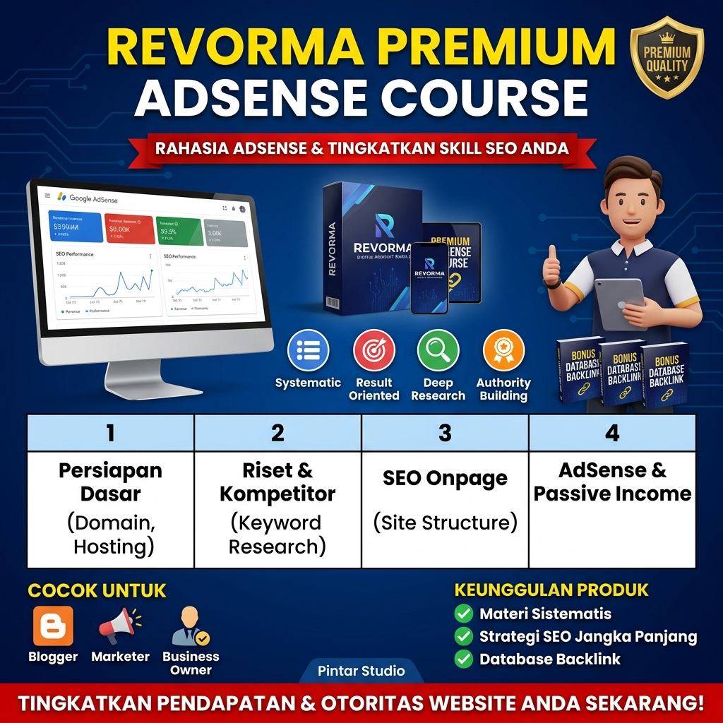 (4) REVORMA PREMIUM ADSENSE COURSE - Rahasia Adsense Dan Tingkatkan Skill SEO Anda