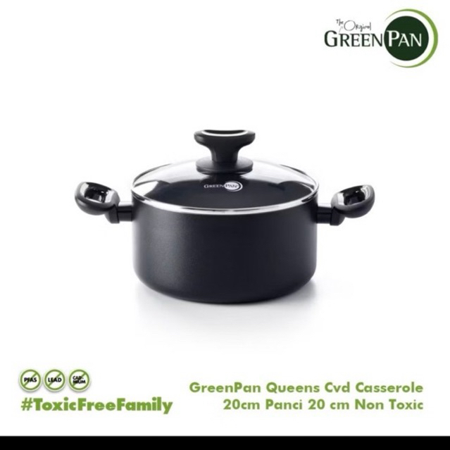 Greenpan Queen Covered Casserole 20cm Panci No Toxic / Greenpan Panci Sop Ramen makanan berkuah