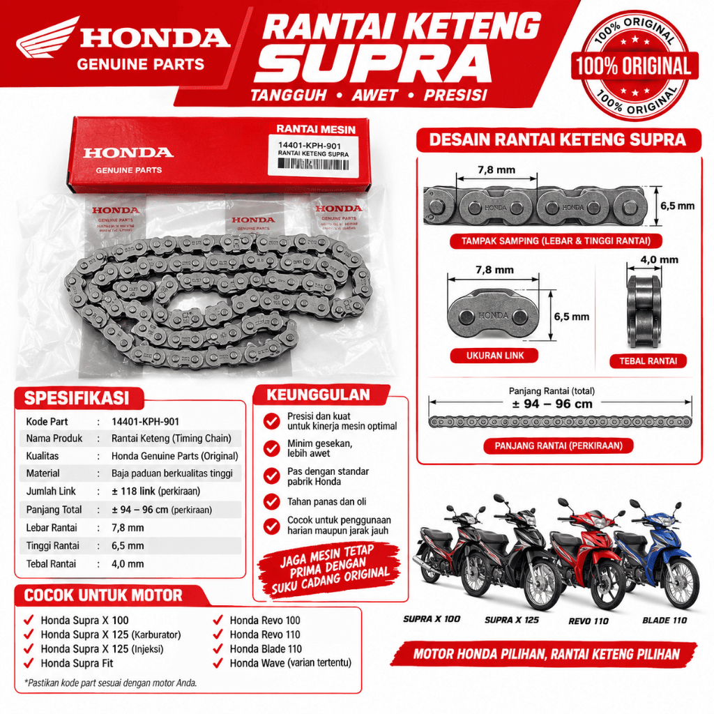 ORI Rantai Keteng Supra X 125 - rante keteng karisma - KPH