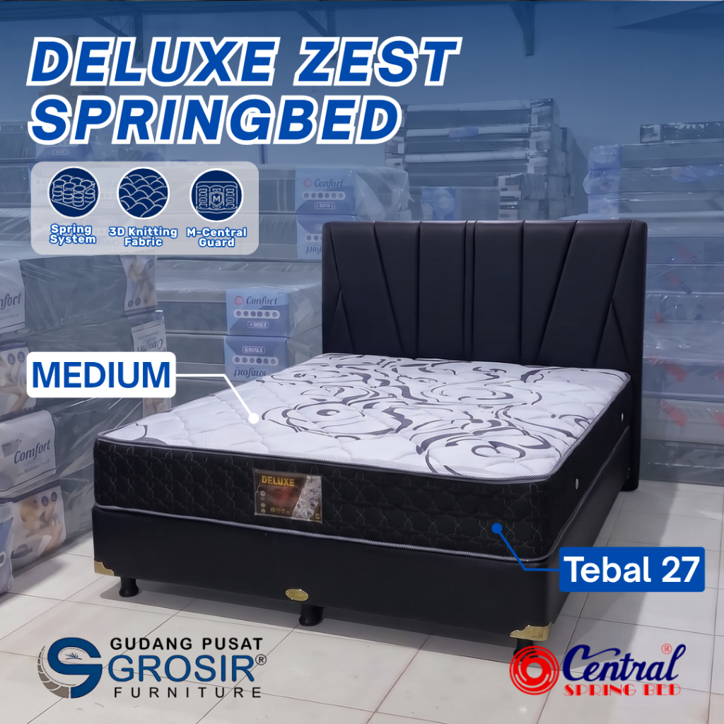 Kasur Springbed CENTRAL Deluxe Zest Fullset Divan Spring Bed (Garansi Resmi) - Gudang Semarang