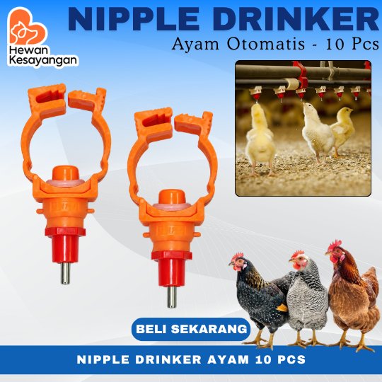 Paket 10 pcs Nipel A3 Nipple Ayam Unggas Alat Minum Ayam Petelur Ukuran Pipa 3/4" inch orange