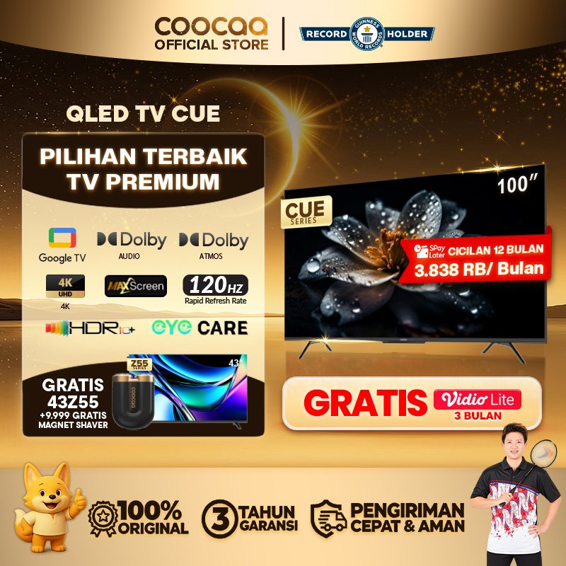 [NEW] [Google TV] COOCAA TV 100 inch - QLED- Smart TV - Digital TV - Netflix & Youtube - Google Assi