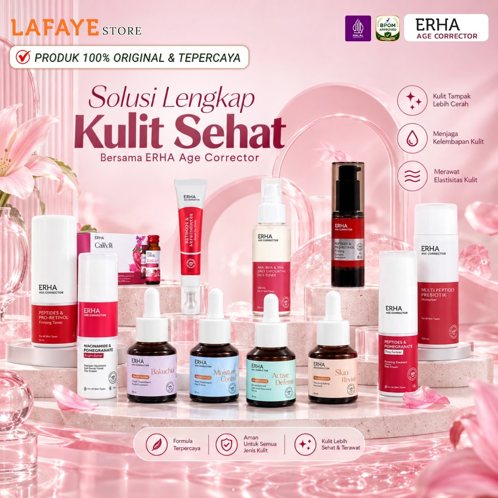ERHA Age Corrector Day Night Cream Serum Essence Facial Wash Neck Eye Cream Anti Aging Halal BPOM