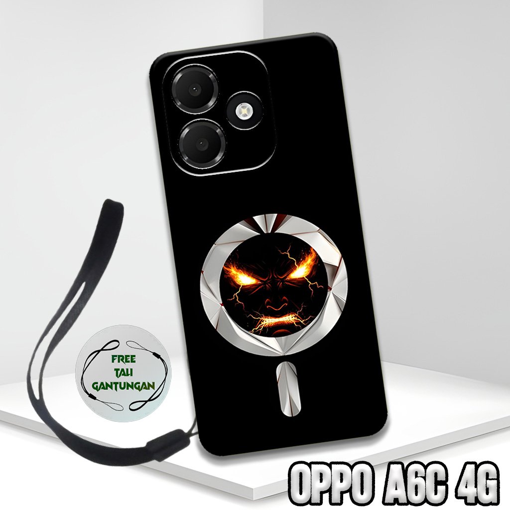 MS55 / Softcase Karet OPPO A6C + TALI GANTUNGAN HP / Motif Skull Magsafe / Case OPPO A6C / Silikon O