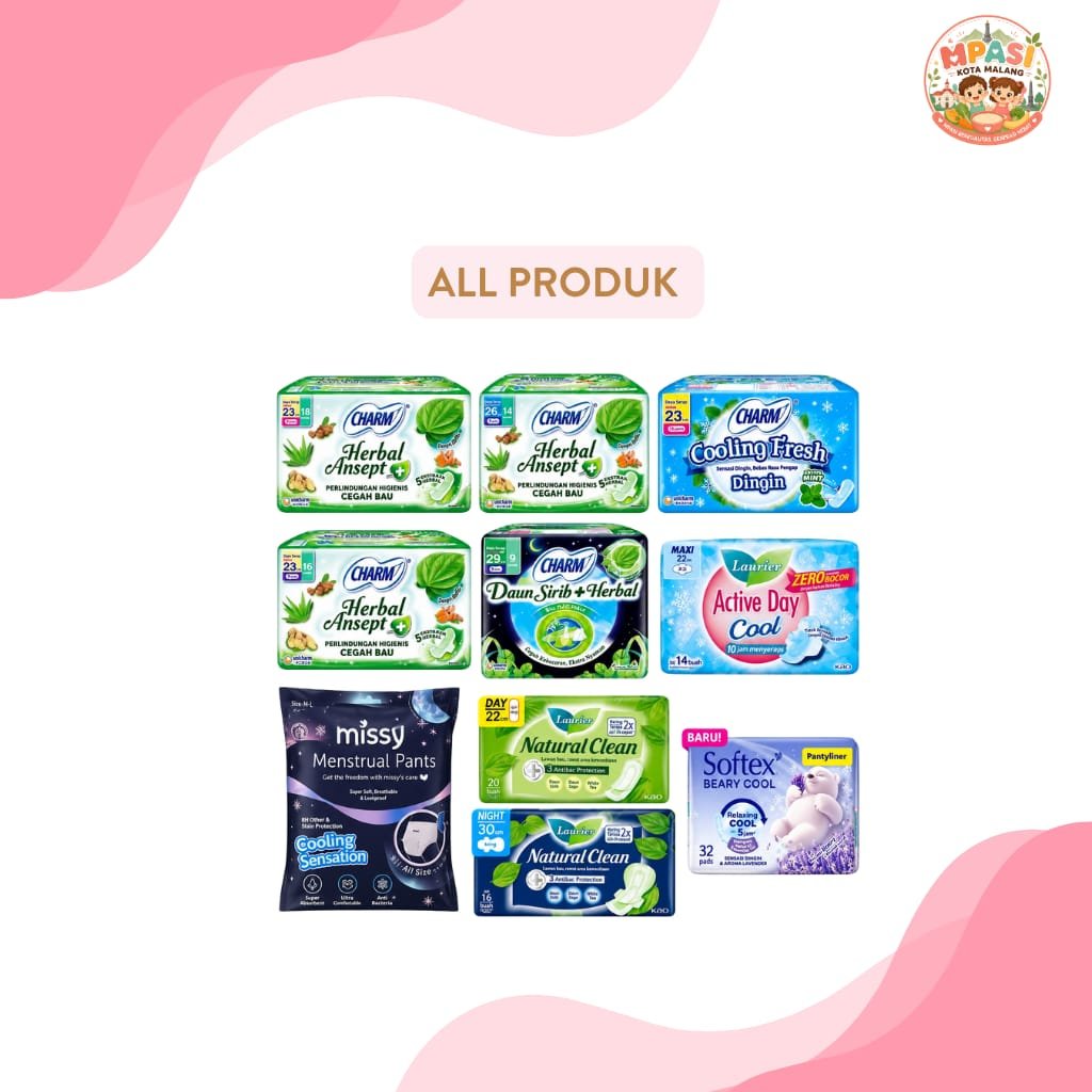 CHARM LAURIER SOFTEX MISSY PEMBALUT WANITA DAY NIGHT CELAMA MENSTRUASI
