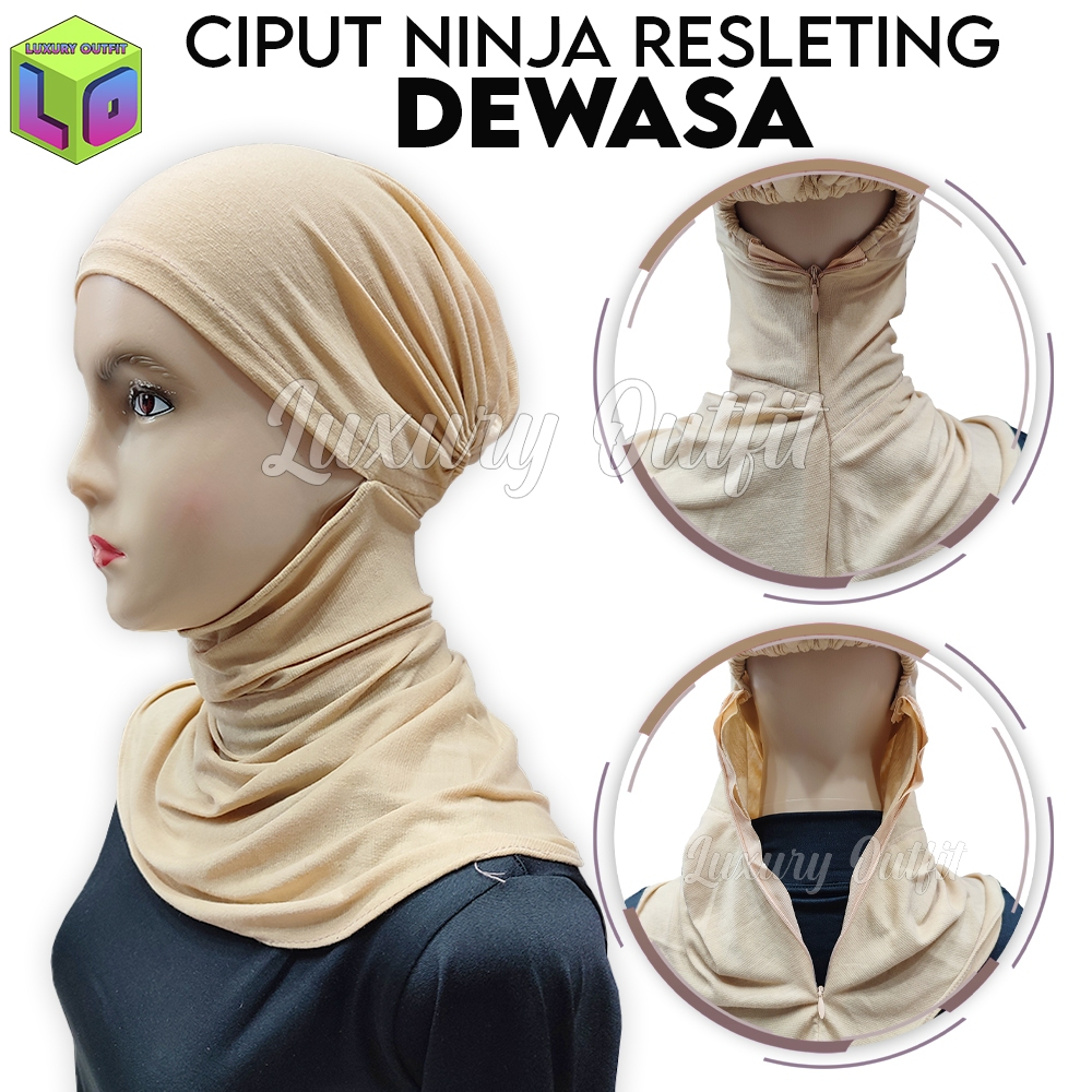 Ciput Ninja Resleting Dalaman Badana Kaos Cepol Hijab Muslim Turki Anti Budek Daleman Siput Jilbab