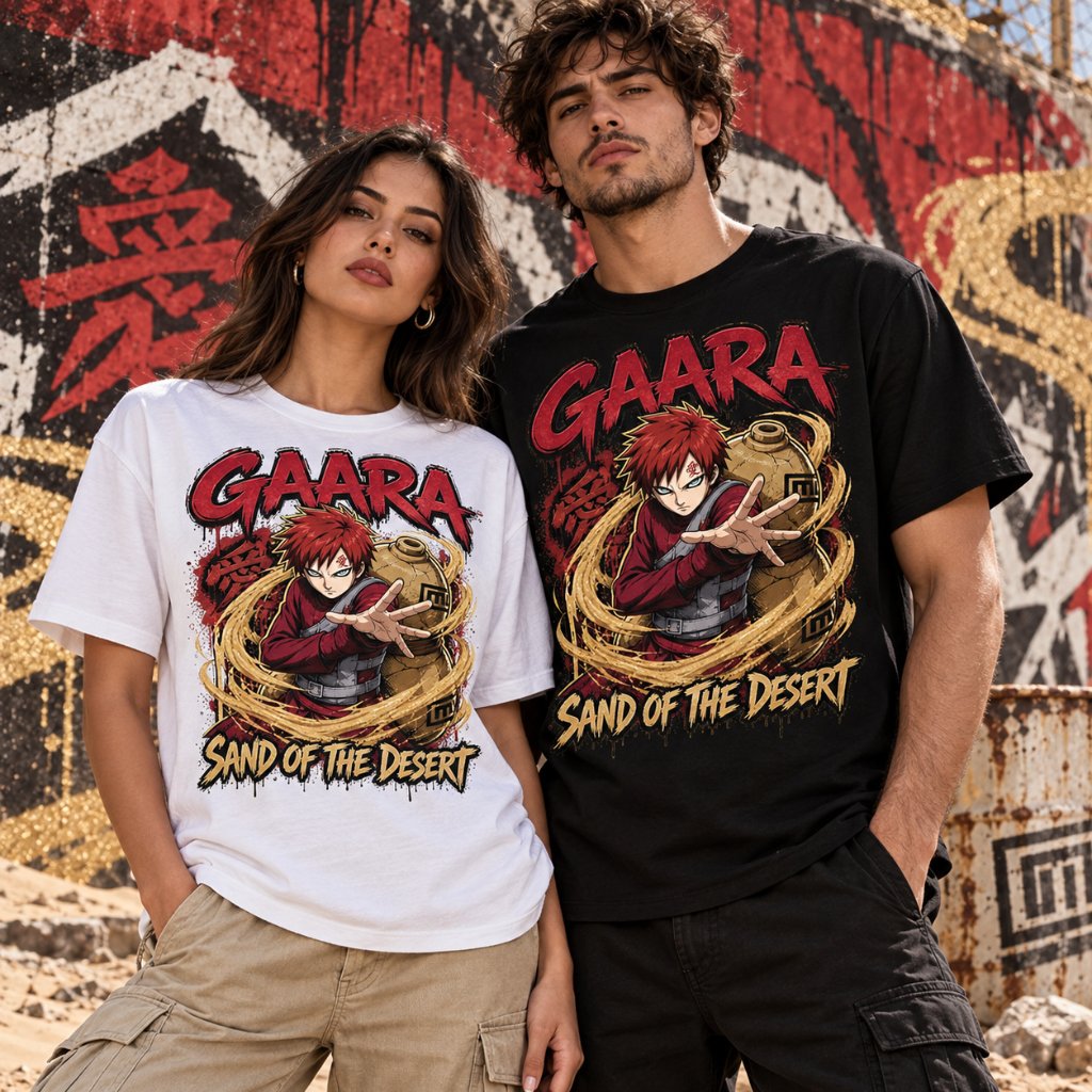 Kaos GAARA Sand Graffiti Streetwear Unisex Pria Wanita
