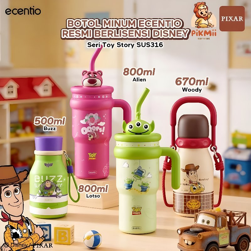 ECENTIO Tumbler Toy Story Stainless 316 Portable Thermos Lucu Botol Minum Besar Anak Sekolah// PIKMI