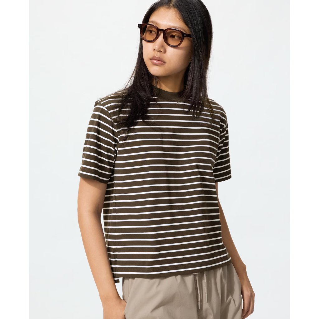 Uniqlo AIRism Cotton T-Shirt (stripe) Kaos Wanita