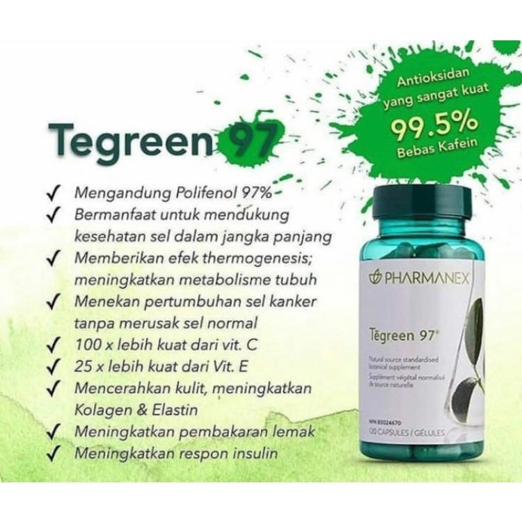 ED 06/27 tegreen97 isi 120 kapsul teagreen teh hijau tegreen120