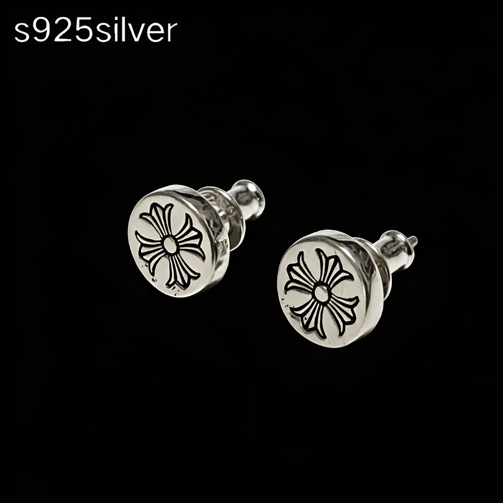 Anting-anting Chromehearts Perak Sterling S925, Anting Salib, Anting Modis untuk Pria dan Wanita