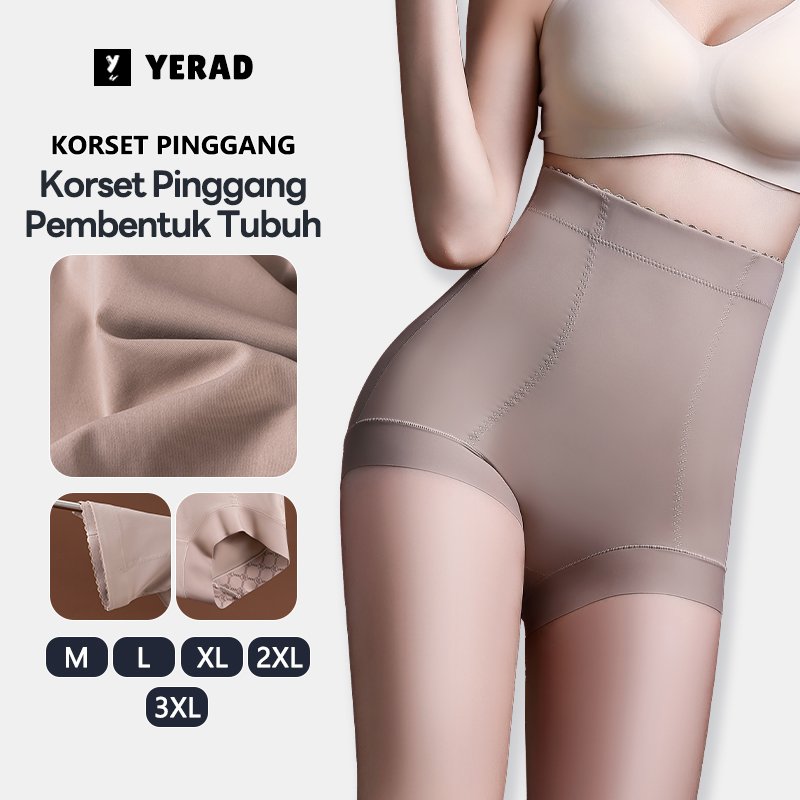 YERAD Celana Korset Pinggang Tinggi Wanita Anti Gulung Anti Jepit Bokong Tanpa Jahitan Mengecilkan P