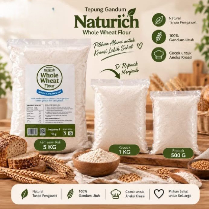 Tepung gandum utuh Bogasari Whole Wheat Flour Bogasari Naturich wholewheat