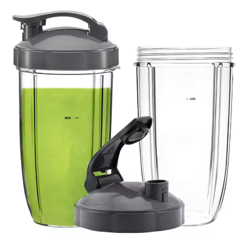 2 Pcs 24OZ Tall Cups Flip Top To Go Lid Compatible with Nutribullet Blender Mixer Juicer 600W, 900W,