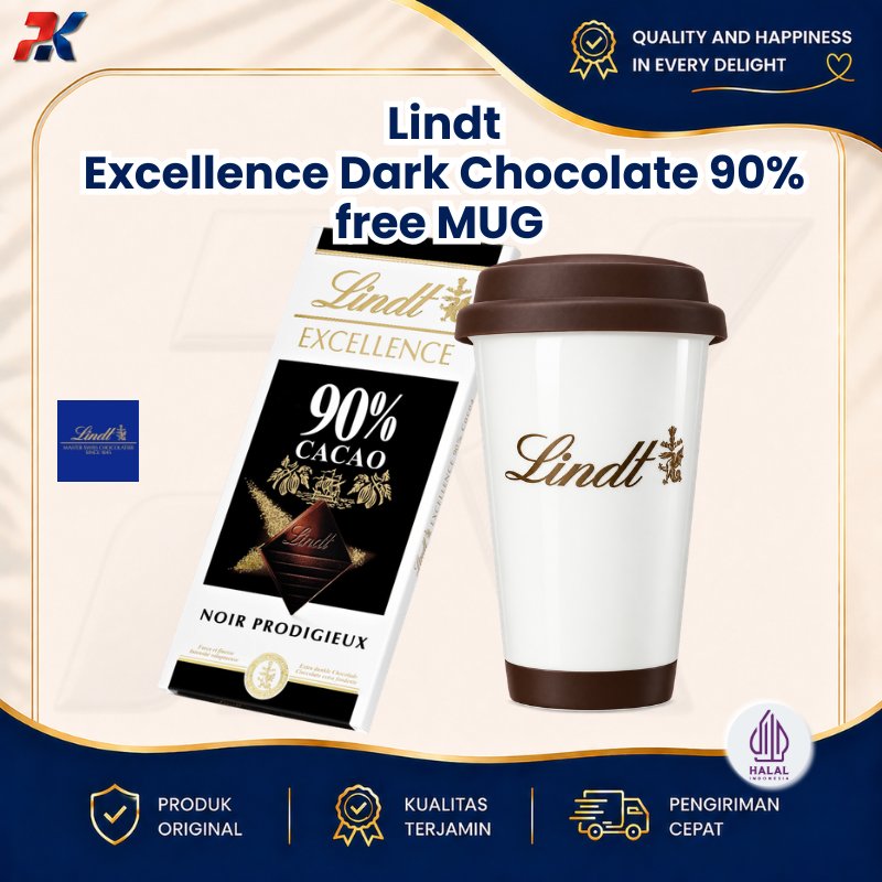 Lindt Excellence Dark Chocolate 90% | Cokelat Import Premium 90% Cocoa