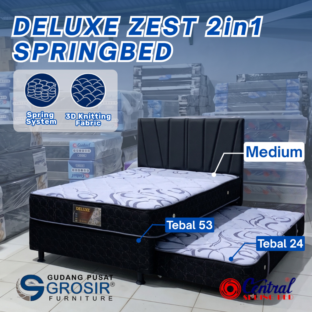 Kasur Springbed CENTRAL Deluxe Zest Fullset Spring Bed 2in1 Sorong (Garansi Resmi) - Gudang Semarang