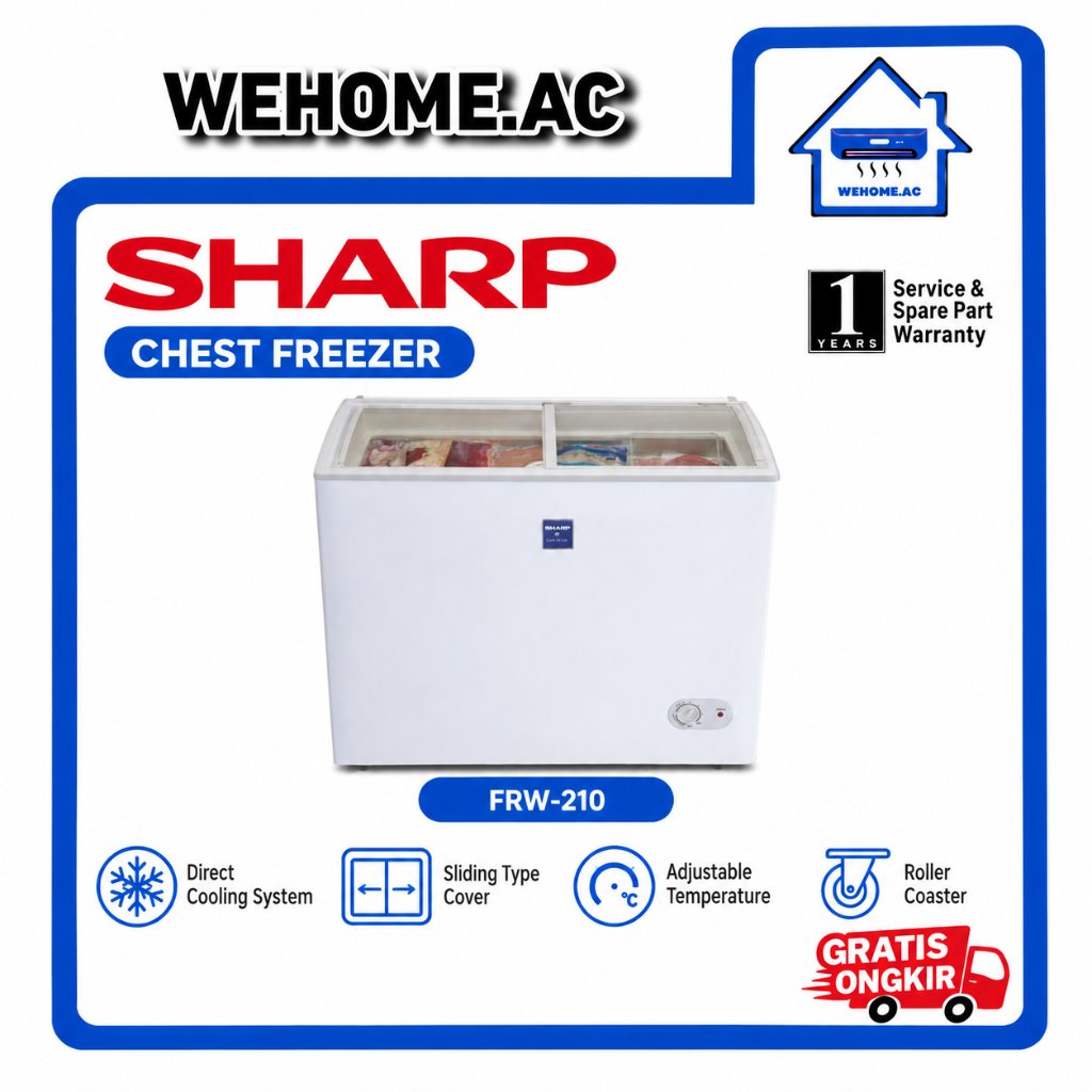Chest Freezer Sharp Sliding Kaca FRW-210 Freezer Box Lemari beku Sharp