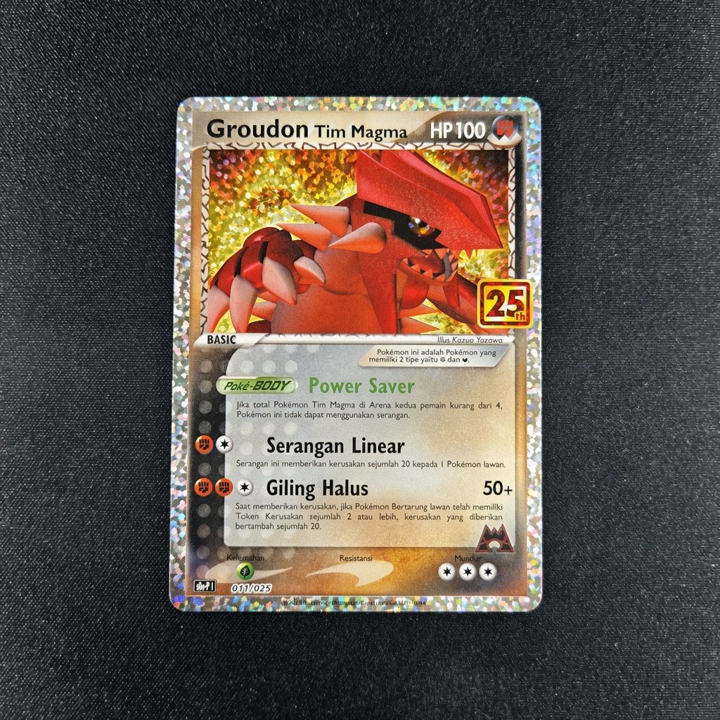 Groudon Tim Magma 011/025 s8a-P Kartu TCG Pokemon Indonesia 25th Anniversary