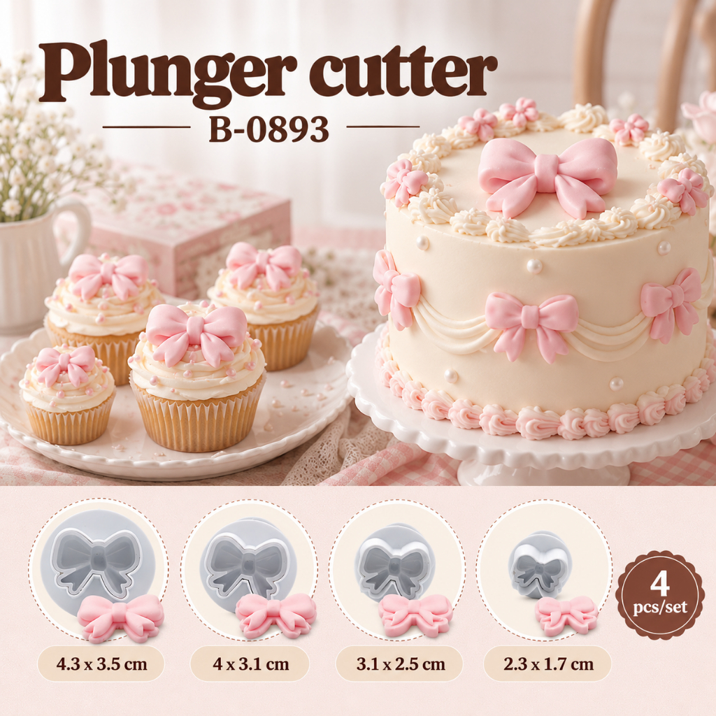 B-0893 Plunger cutter cetakan fondant gumpaste pita kado yamama baking