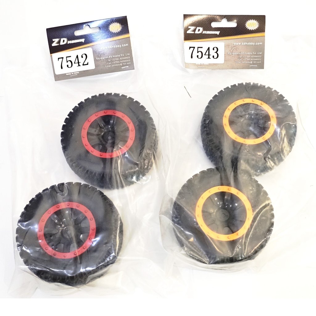 2pcs ban dan velg rc car ZD RACING DBX10 DBX-10 diameter 110mm lebar 46mm no part 7542 merah - 7543 