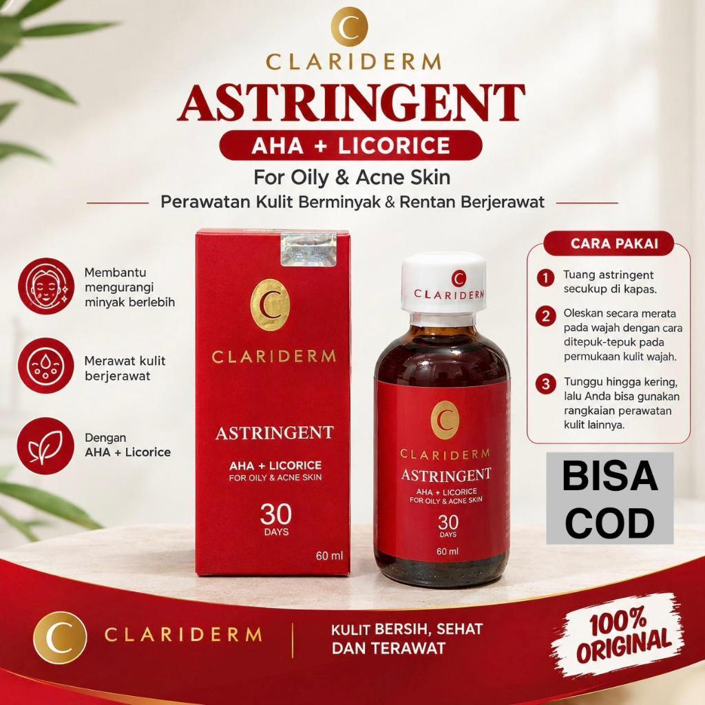 Toner Clariderm Astringent/ Clariderm Cair Original Bpom