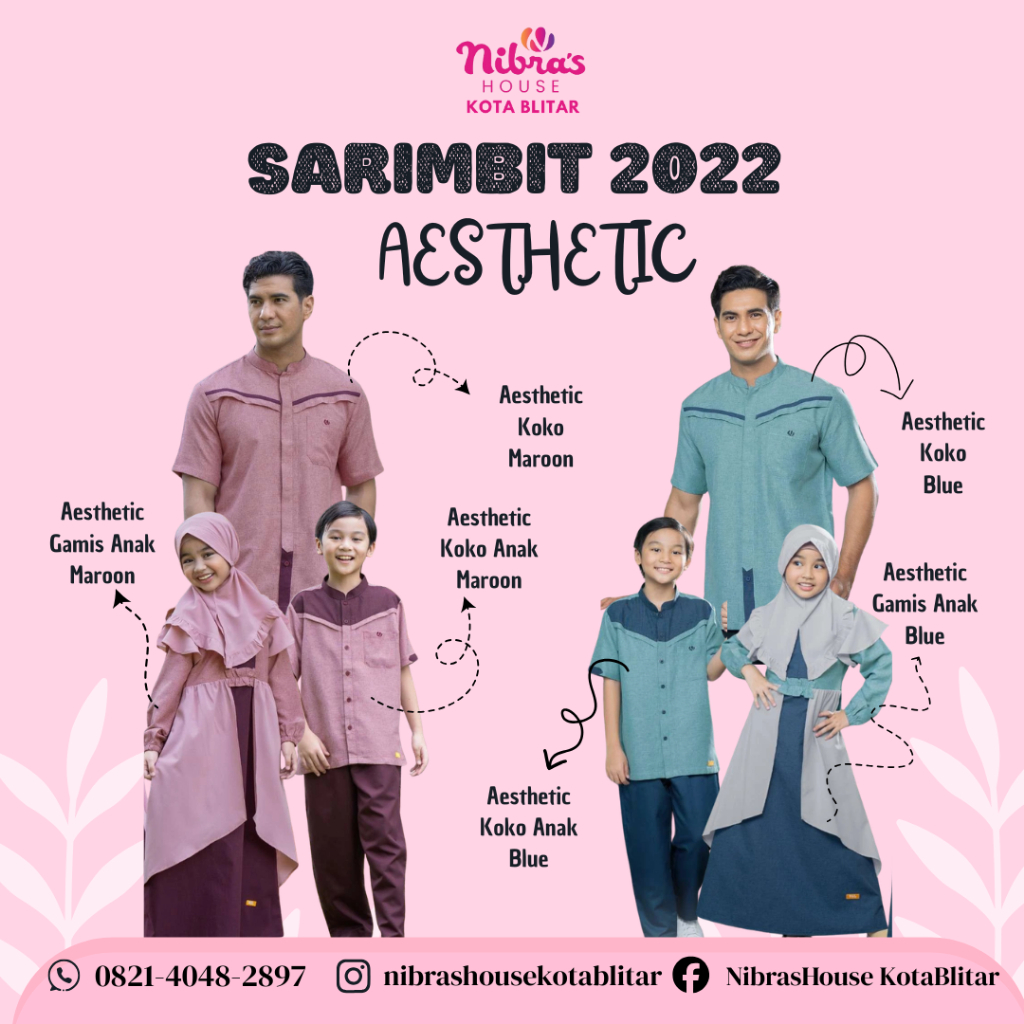 PROMO SPESIAL SALE SARIMBIT NIBRAS 2022 AESTHETIC Maroon & Blue Koko Dewasa Gamis Anak Koko Anak Sto