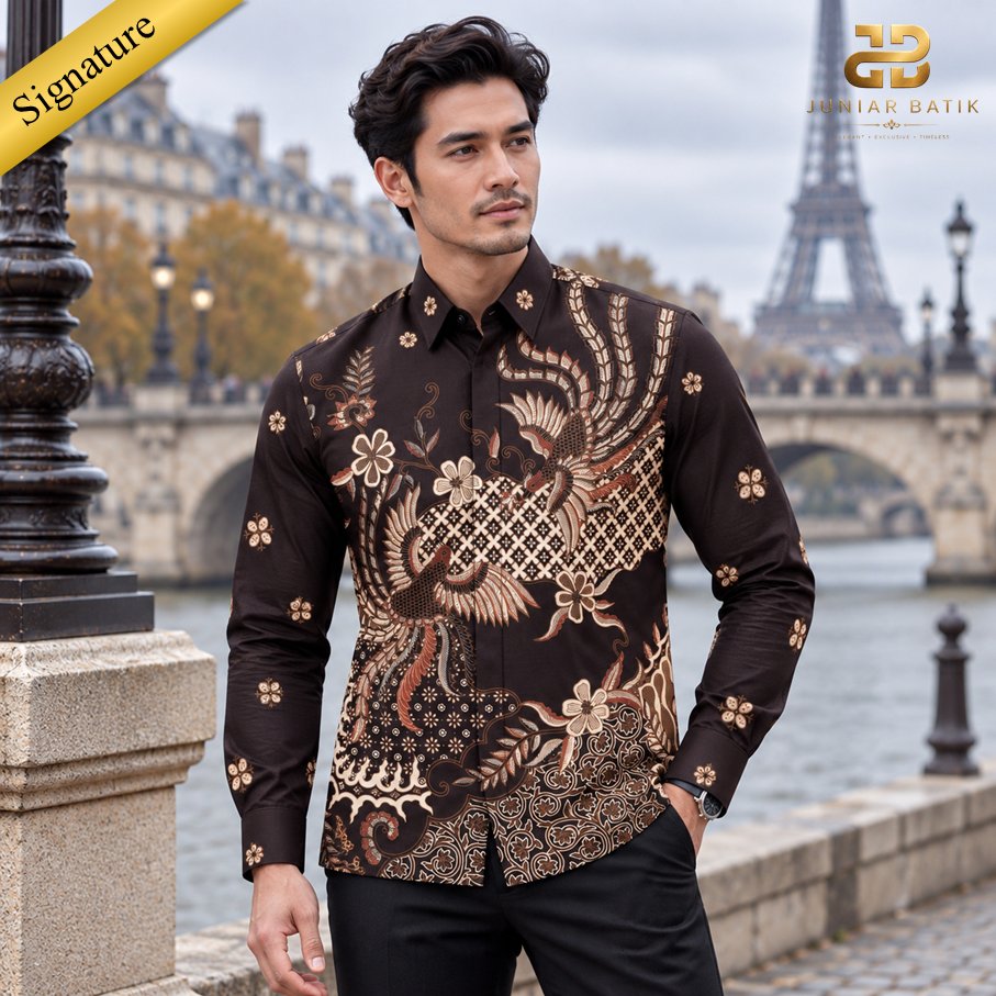 Juniar Batik Signature Lokananta - Kemeja Batik Pria Premium Lengan Panjang Slimfit Bahan Katun Lapi