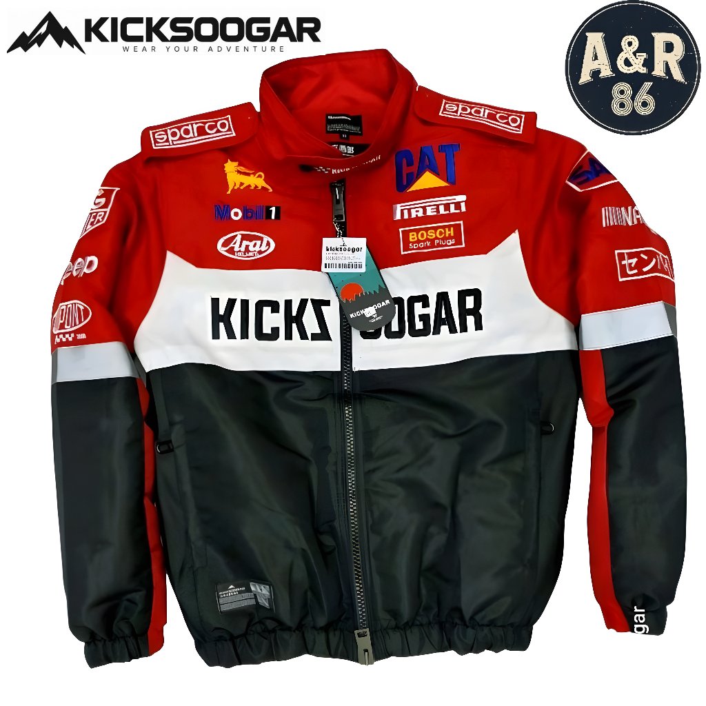 Jaket Racing Kicksoogar Pria Premium Waterproof / Jaket Motor Touring Sunmori Bomber Biker Cowok