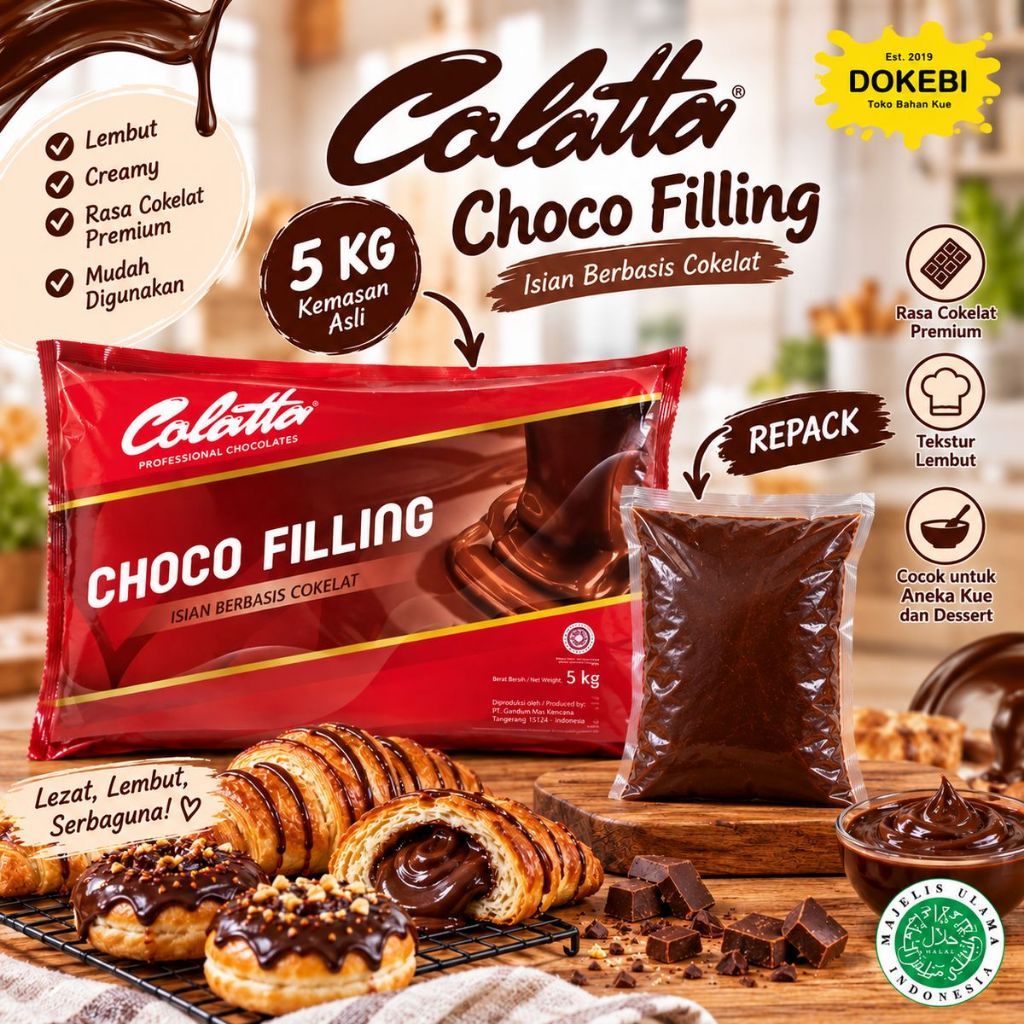 COLATTA COKLAT FILLING Repack 200g - Filling Coklat - Selai Coklat