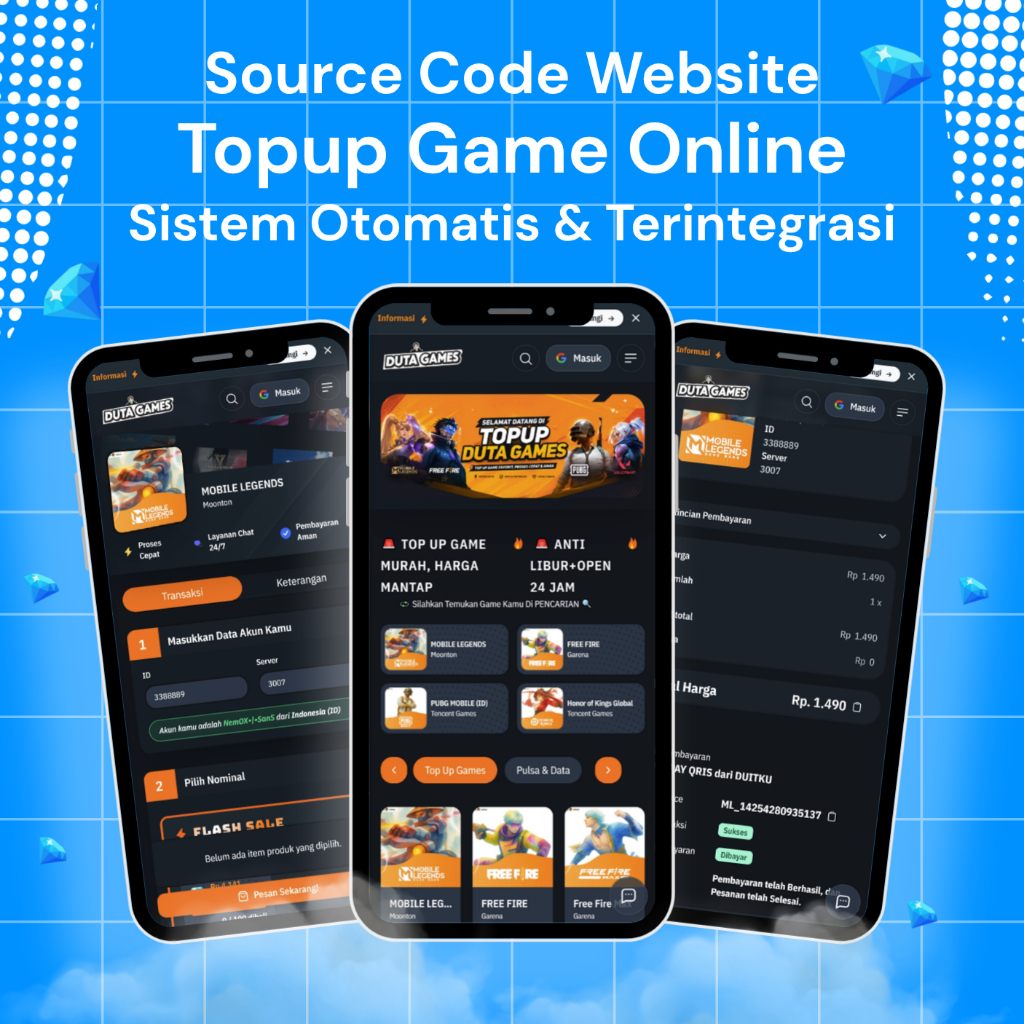 Duta Games Website Topup Game Online Template PHP & Tutorial