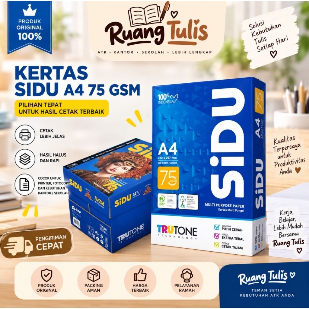 Kertas HVS A4 Sidu 70Gsm - Berkualitas, Merah, A4
