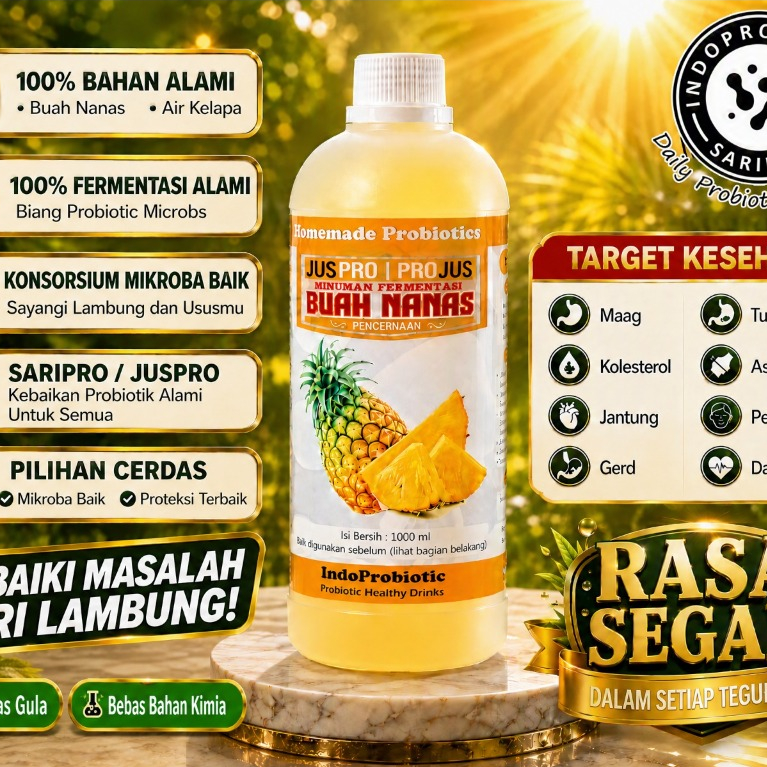 IndoProbiotik | Juspro | Jus Probiotik | Minuman Probiotik | Minuman Fermentasi | Promic Buah Nanas 