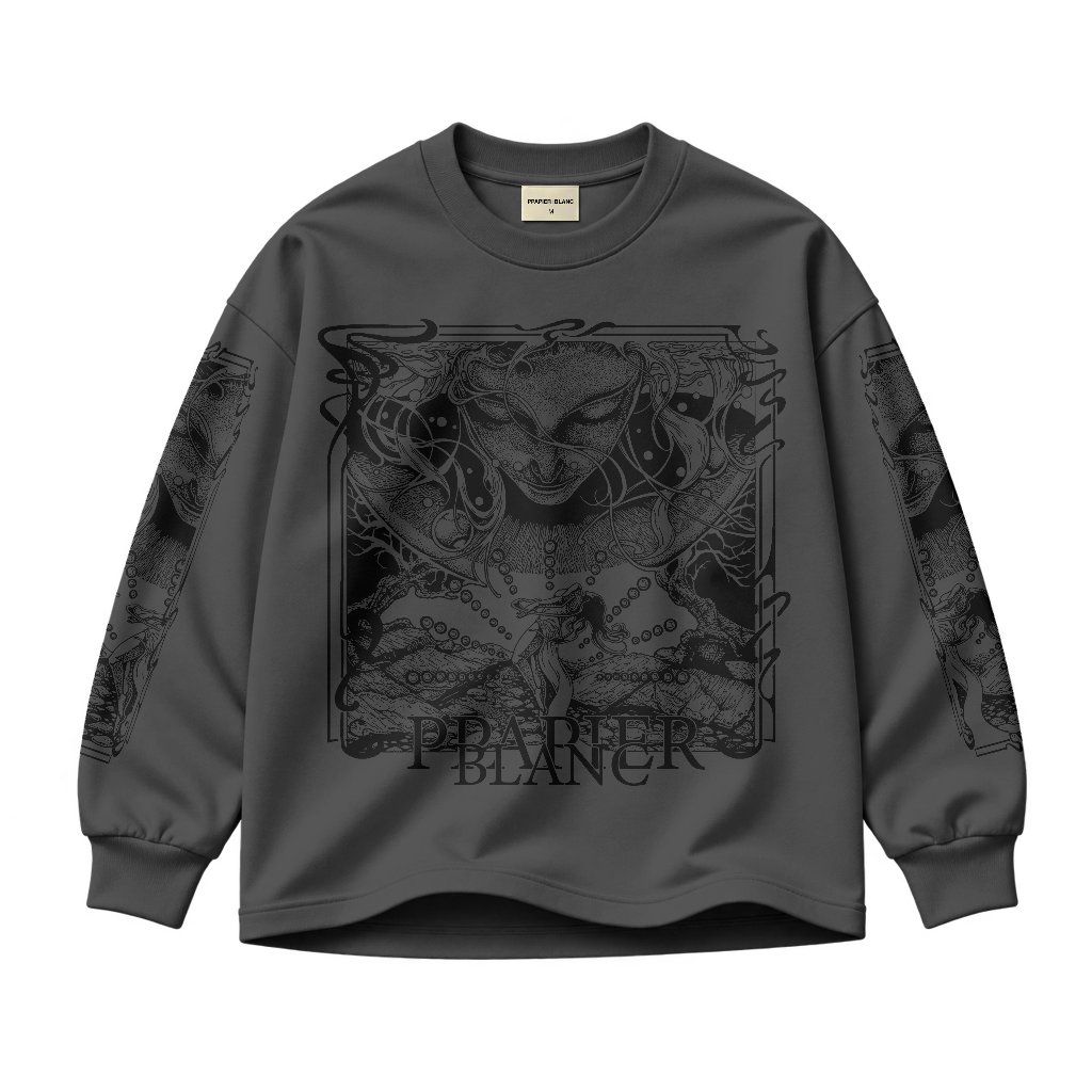 Ppapier Blanc Sureal Graphic - Oversized Longsleeve Tshirt Unisex - Cotton Combed 20s