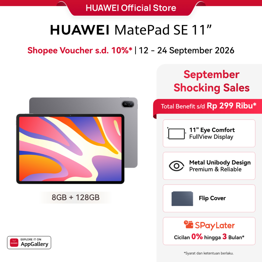 HUAWEI MatePad SE 11" Tablet [up to 8+128GB] | FHD+ Eye Comfort Display | 7700mAh | Metal Unibody