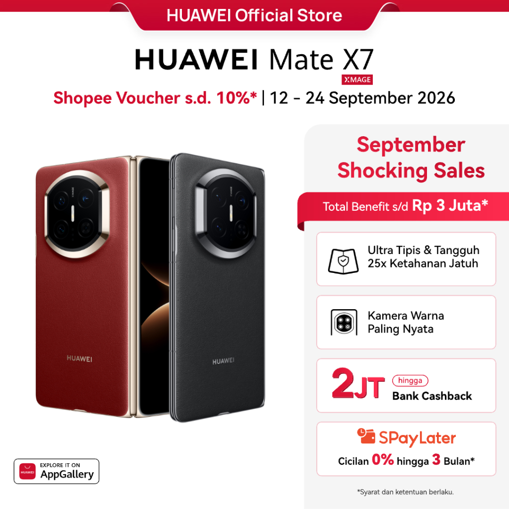 [Bank Cashback s/d 2JT*] HUAWEI Mate X7 Smartphone | Ultra Thin and Durable | True-to-Color Camera |
