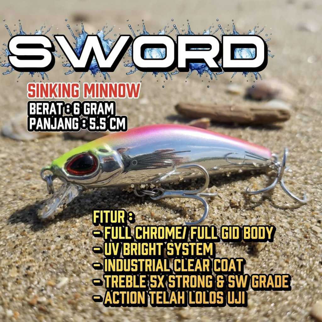 Lure casting minnow sword minnow ultralight umpan casting mino ul gt baramundi lais hampala tarpon b