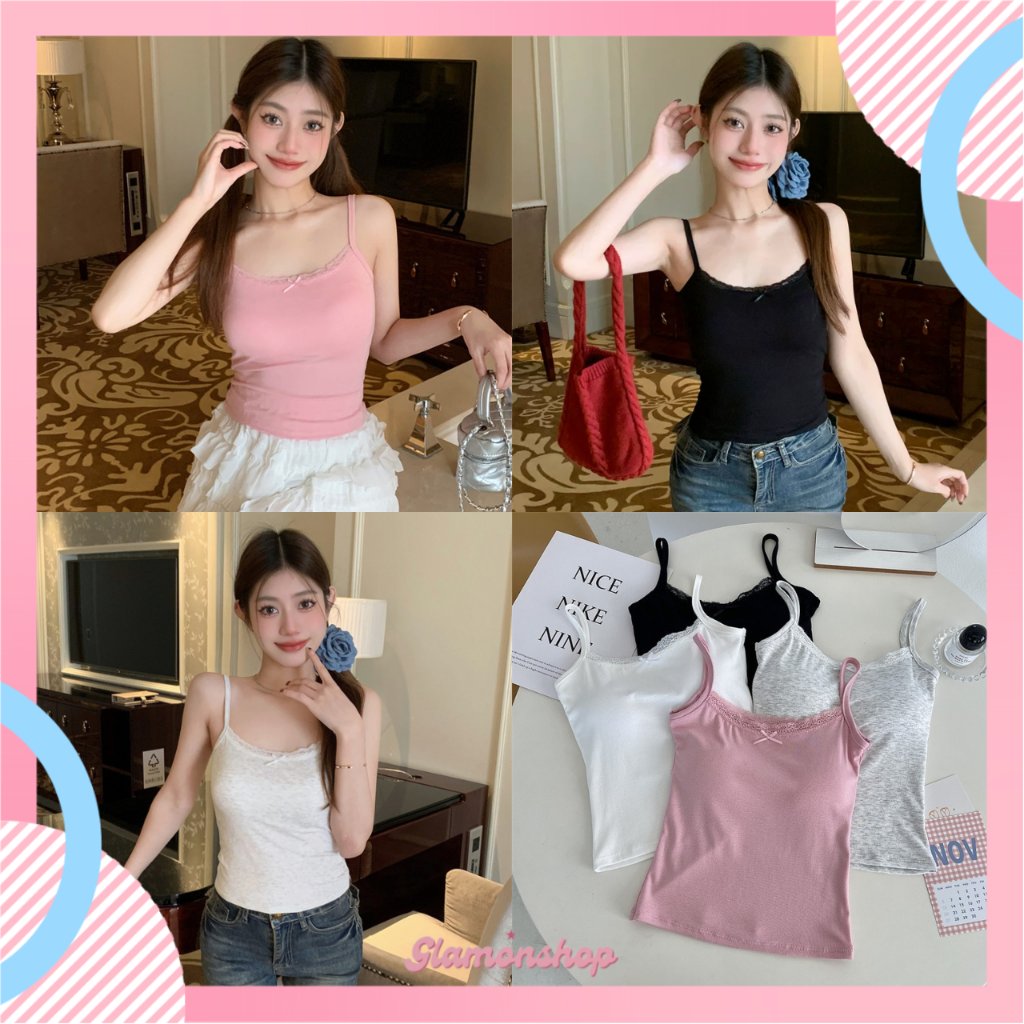 GS BR776 Tank Top Bra Lace Knit Inner Cup Bra Wanita Tanktop Panjang Bra Wanita