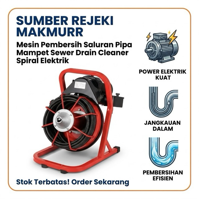 Electric Drain Cleaning Machine Portable Pipe Cleaner Mesin Pembersih Saluran Pipa Mampet Sewer Drai