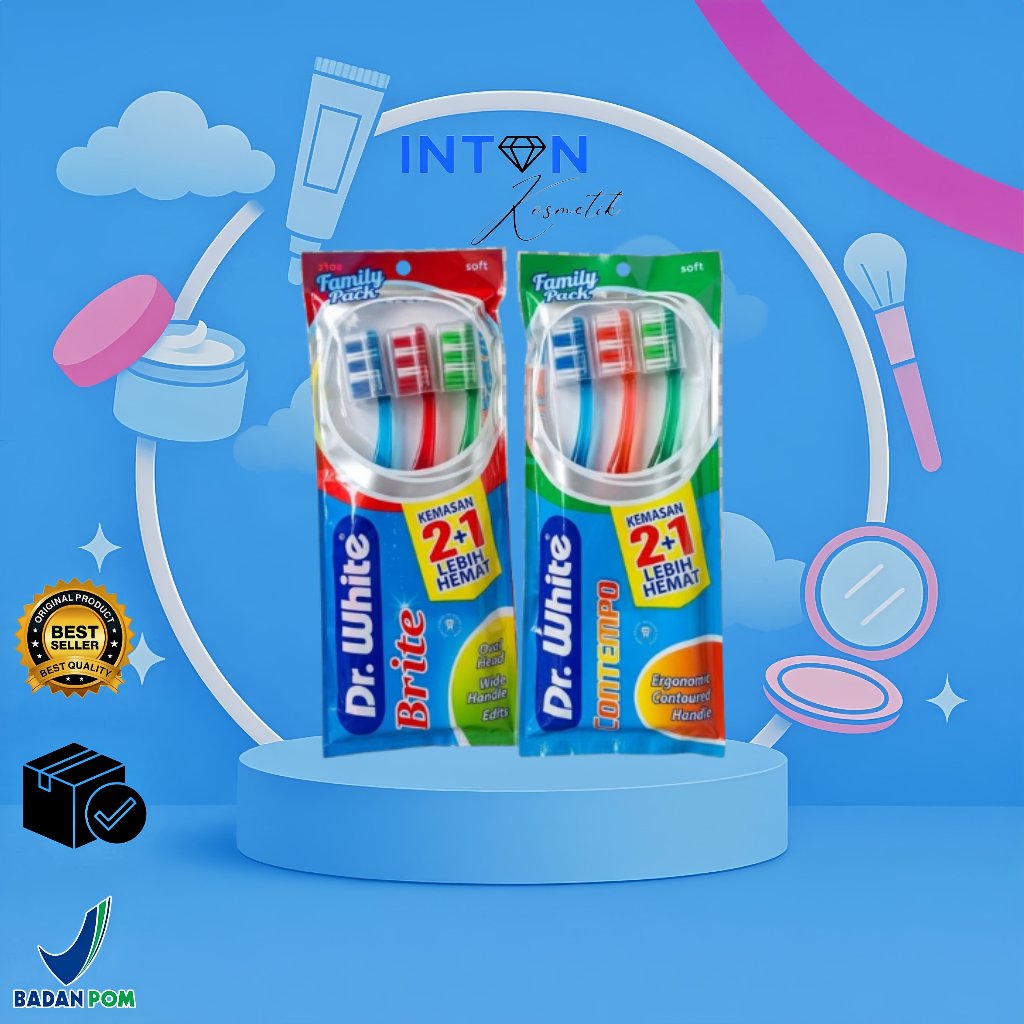 [ISI 3 PCS] Sikat Gigi Dr. White Family Pack Soft (Brite / Contempo) - Sikat Gigi Murah Hemat Kemasa